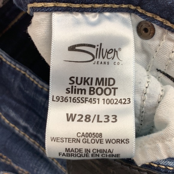 Silver Jeans Suki Mid Slim Boot Dark wash Size 28 Super Stretch Bootcut Midrise - Picture 8 of 14